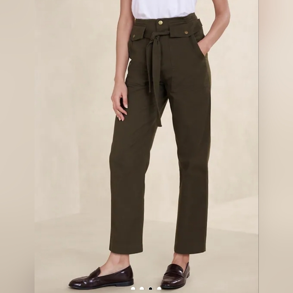 ❤️ NWT! BANANA REPUBLIC ULTRA HIGH RISE UTILITY TIE-WAIST ANKLE PANTS, 16 (33)
